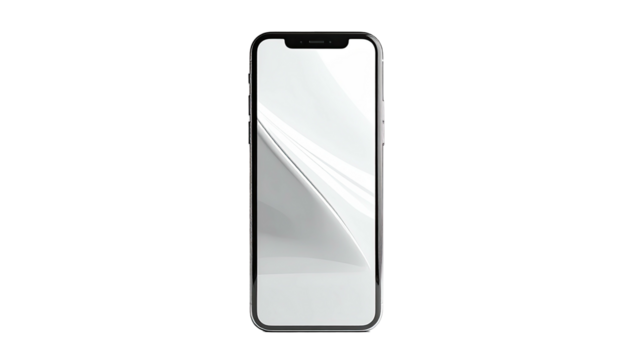 Modern smartphone with a blank, glossy screen, isolated