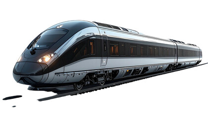 Fototapeta premium Sleek, modern high-speed train; white/grey exterior