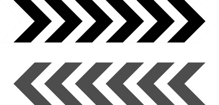 Two rows of chevron arrows pointing right and left