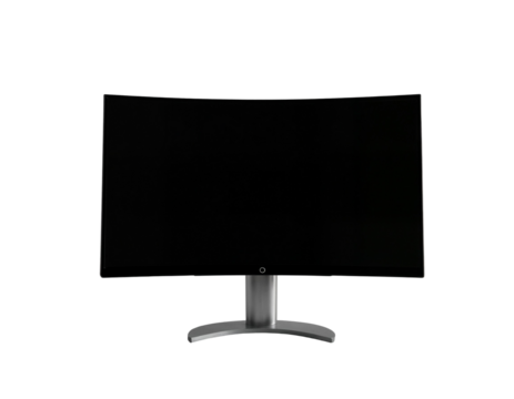 Curved Black Computer Monitor with Transparent Background