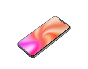 Modern Smartphone with Vibrant Gradient Display on Transparent Background