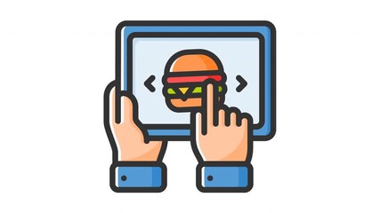 Animated online fast food icon - Powered by Adobe