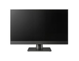 Black Computer Monitor with Empty Screen on Transparent Background