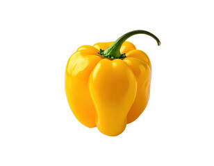 Bright yellow pepper, green stem. Isolated on black