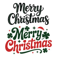 Merry Christmas Typography Bundle | Holiday Lettering Designs | Festive Greeting Text Art | Christmas Quote SVG 