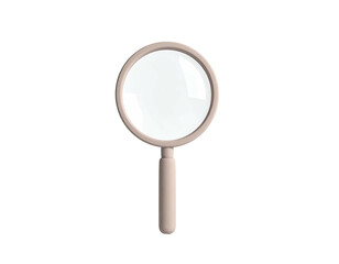 Magnifying glass with cream frame centered on a solid black background