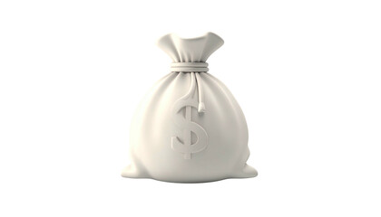 3D rendered white sack with dollar symbol, isolated on black