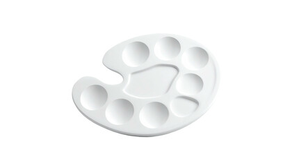 White artist palette with wells, isolated on a dark background