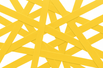 Yellow caution tape creating a barrier pattern. Warning ribbons for restricted areas or danger concept with transparent background