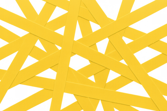 Yellow caution tape creating a barrier pattern. Warning ribbons for restricted areas or danger concept with transparent background - Powered by Adobe