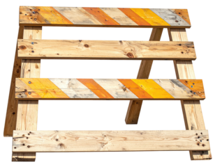 Roadblock made of wood and painted yellow and orange