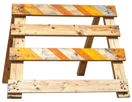 Roadblock made of wood and painted yellow and orange