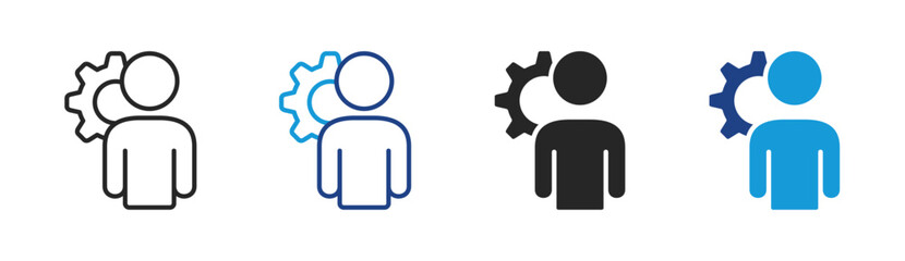 Process icon set multiple style collection