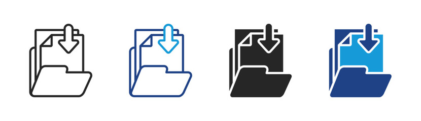 Obraz premium File Download Folder icon set multiple style collection