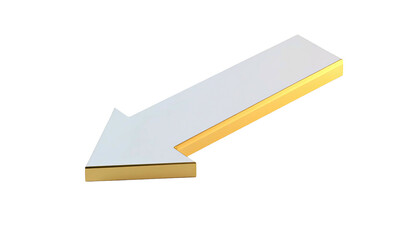 Golden edged white arrow pointing downwards