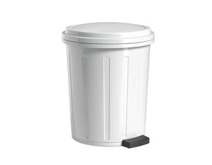 Isolated white waste bin with foot pedal on a black background