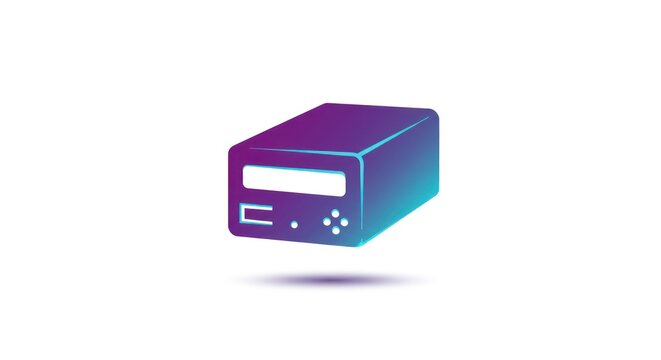 Retro Computer Server Illustration with Gradient Colors and Shadow.