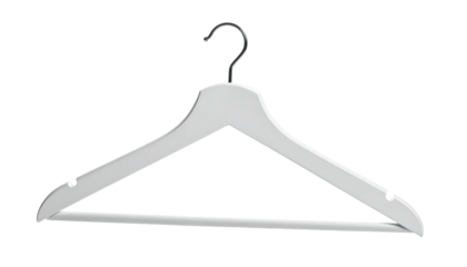 White hanger, triangle shape with hook on black