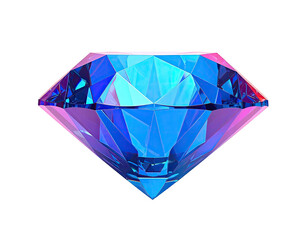 Vivid, multi-faceted diamond gem, blue with pink reflection