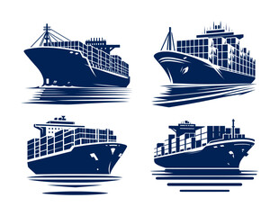 vector set logo of container ship cargo (artwork 1) © mr.mmz