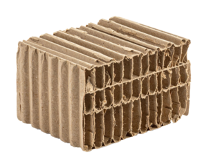 Cardboard Shipping Box with Labels Isolated on White Background