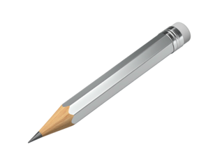 Silver pencil with rubber eraser on black