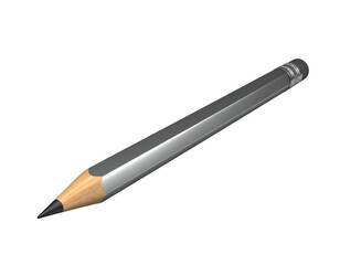 Gray pencil with sharpened tip, angled on black background