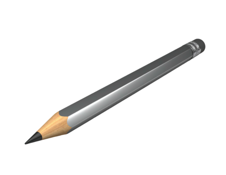 Gray pencil with sharpened tip, angled on black background