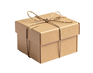 Cardboard Shipping Box with Labels Isolated on White Background