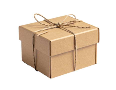 Cardboard Shipping Box with Labels Isolated on White Background