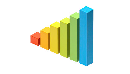 Colorful bar graph ascending against a solid black background