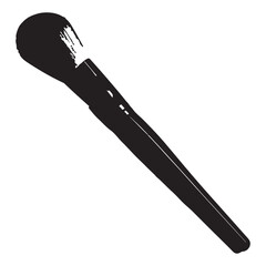 Elegant black makeup brush with soft white bristles, perfect for applying powder and achieving a flawless finish