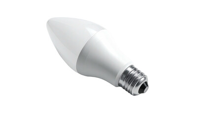 An LED bulb with white plastic casing and metal base