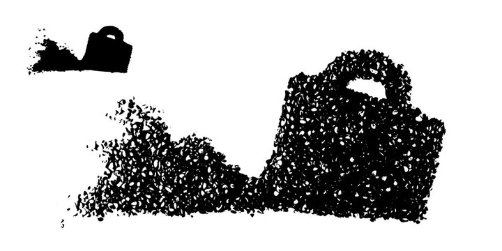 Grunge coffee cup icon. Vintage cafe mug silhouette, retro print poster