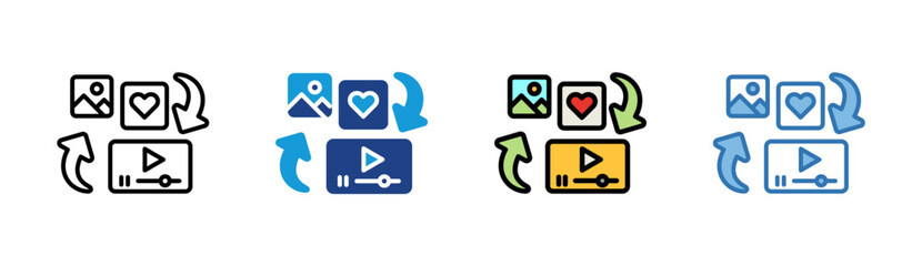Content Share icon set multiple style collection