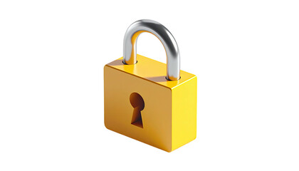 Yellow lock with silver shackle against a black background