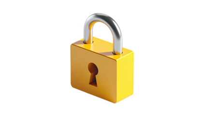 Yellow lock with silver shackle against a black background