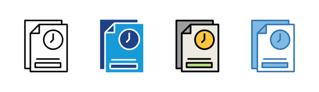 Time Report icon set multiple style collection