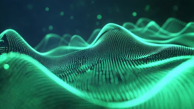 Abstract digital landscape showing futuristic data network waves