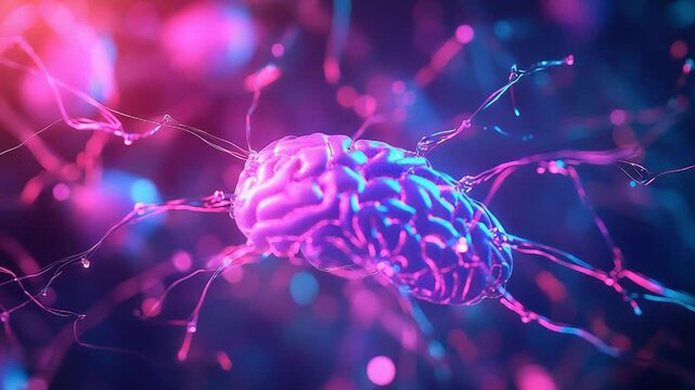 Human brain neuron network connecting data artificial intelligence