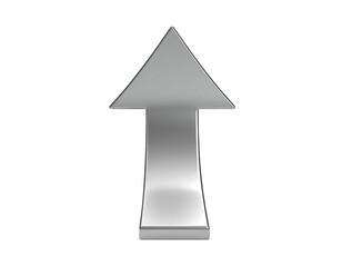 Shiny metallic gray arrow points upwards on black