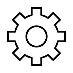 Minimal Gear Cogwheel Vector Icon Outline Design