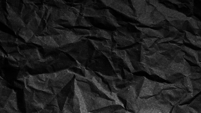 Animated antique dark grey vintage empty crumpled paper background, realistic folded note sheet texture stop motion, blank crushed page effect, back to school study backdrop animation, old business id
