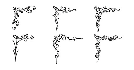 Abstract luxury corner frames art, Swirls border set