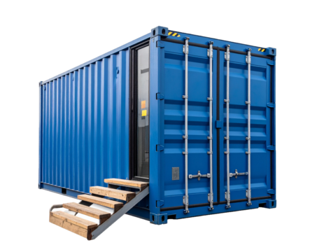 Industrial Cargo Container with Rust and Warning Signs