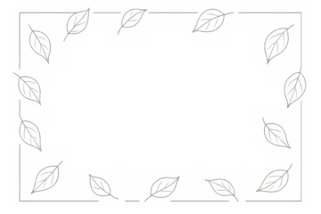 Elegant frame border with white transparent leaves creating a decorative pattern on a clean background