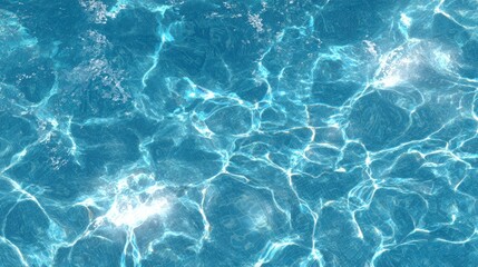 Obraz premium A vibrant, sparkling blue water surface showcasing dynamic reflections and light patterns, evoking a refreshing and serene atmosphere.