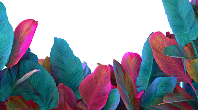 Vibrant tropical leaves, isolated on transparent background
