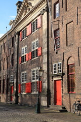 Street View with Historical Building Exterior in Leiden, Netherlands