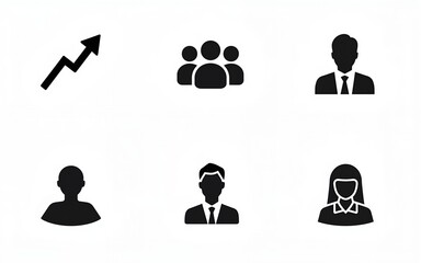 Business or organisation management icon set. Containing manager, teamwork, strategy, marketing, business, planning, training, employee icons. Solid icons vector collection. High quality